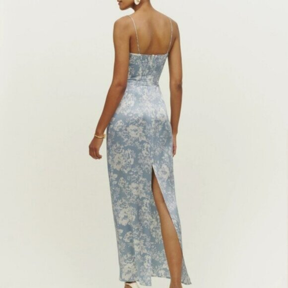 NWOT Reformation Frankie Silk Dress Porcelain - Picture 5 of 10